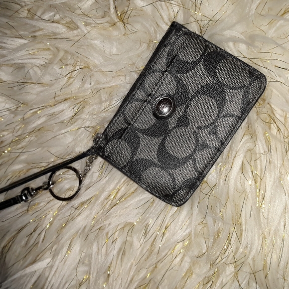 Coach black and grey authentic leather coin purse/wristlet - Picture 1 of 9